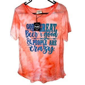 {NWT} Daisy Rae God is Great Tie Dye Tee Small Pink